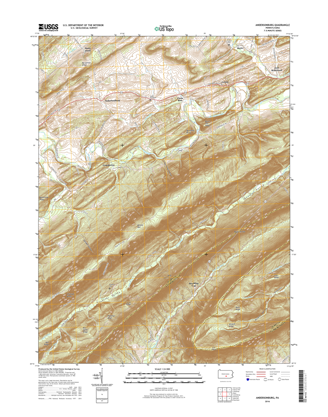 Andersonburg Pennsylvania  - 24k Topo Map