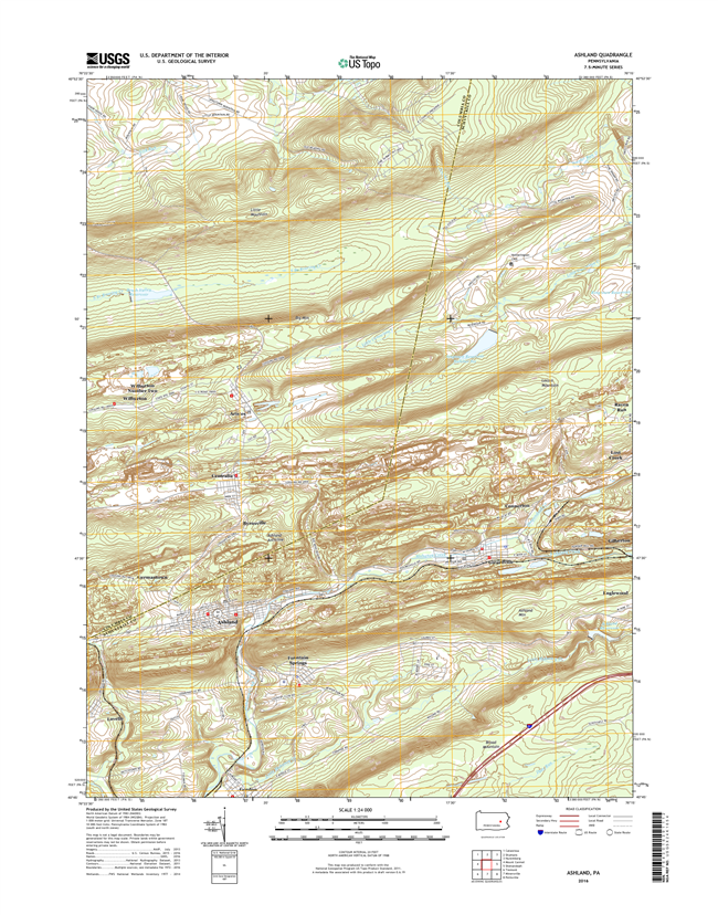 Ashland Pennsylvania  - 24k Topo Map