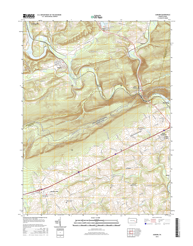 Auburn Pennsylvania  - 24k Topo Map