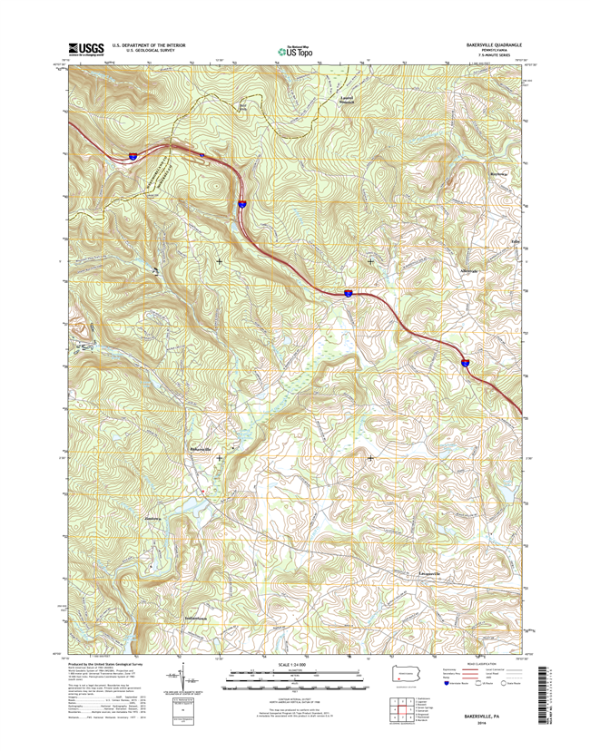 Bakersville Pennsylvania  - 24k Topo Map