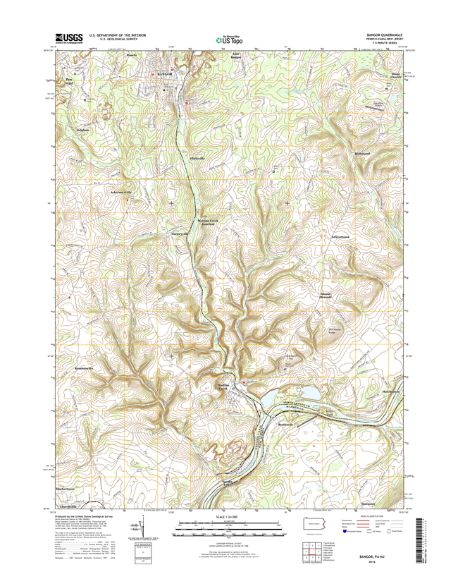 Bangor Pennsylvania - New Jersey - 24k Topo Map
