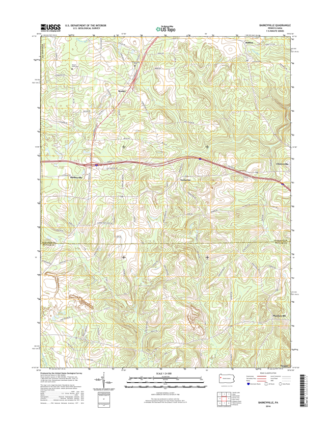 Barkeyville Pennsylvania  - 24k Topo Map