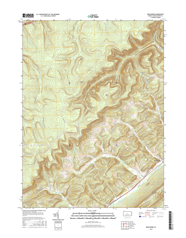 Bear Knob Pennsylvania  - 24k Topo Map