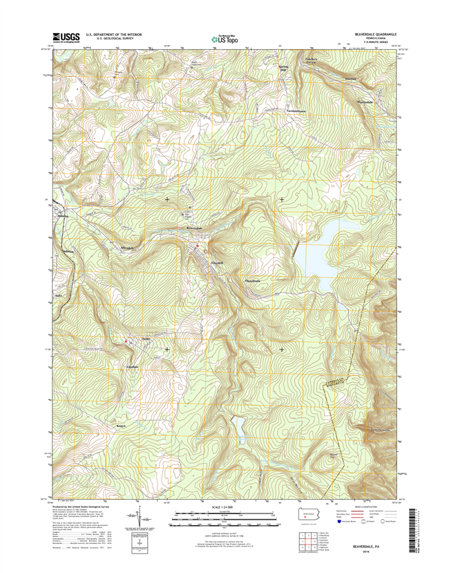 Beaverdale Pennsylvania  - 24k Topo Map