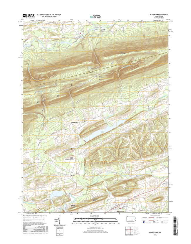 Beavertown Pennsylvania  - 24k Topo Map