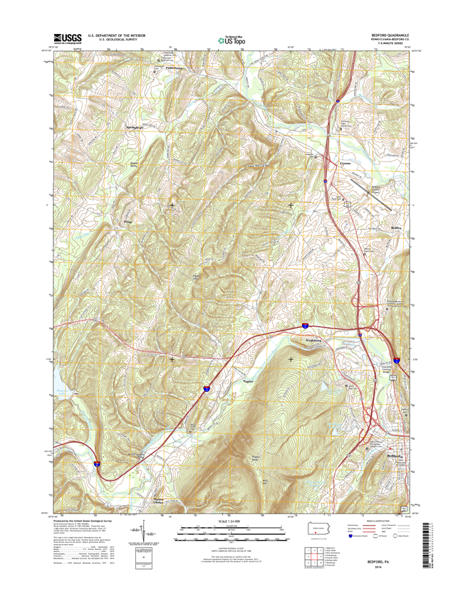 Bedford Pennsylvania  - 24k Topo Map