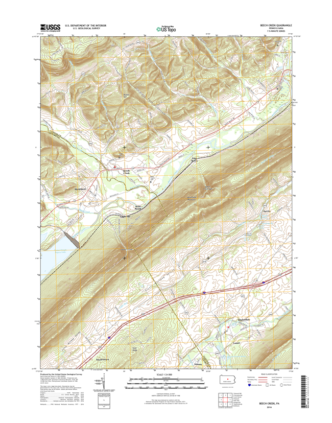 Beech Creek Pennsylvania  - 24k Topo Map