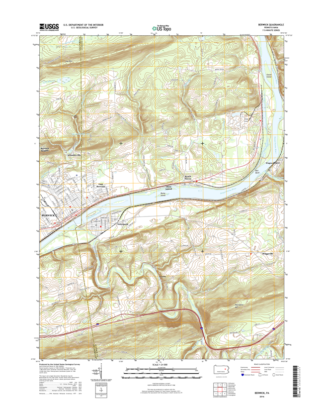 Berwick Pennsylvania  - 24k Topo Map