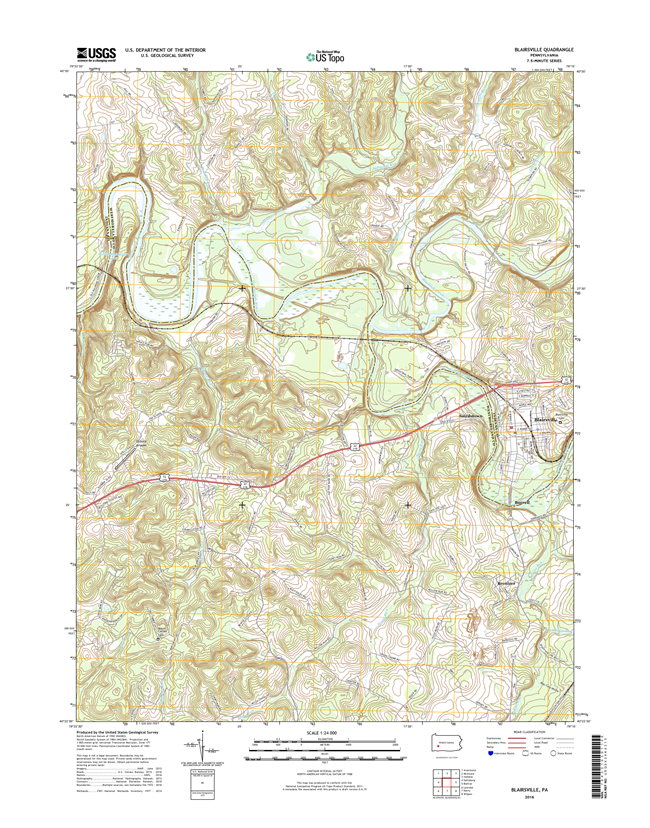 Blairsville Pennsylvania  - 24k Topo Map
