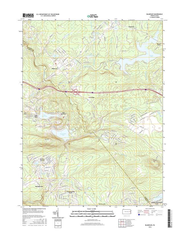 Blakeslee Pennsylvania  - 24k Topo Map