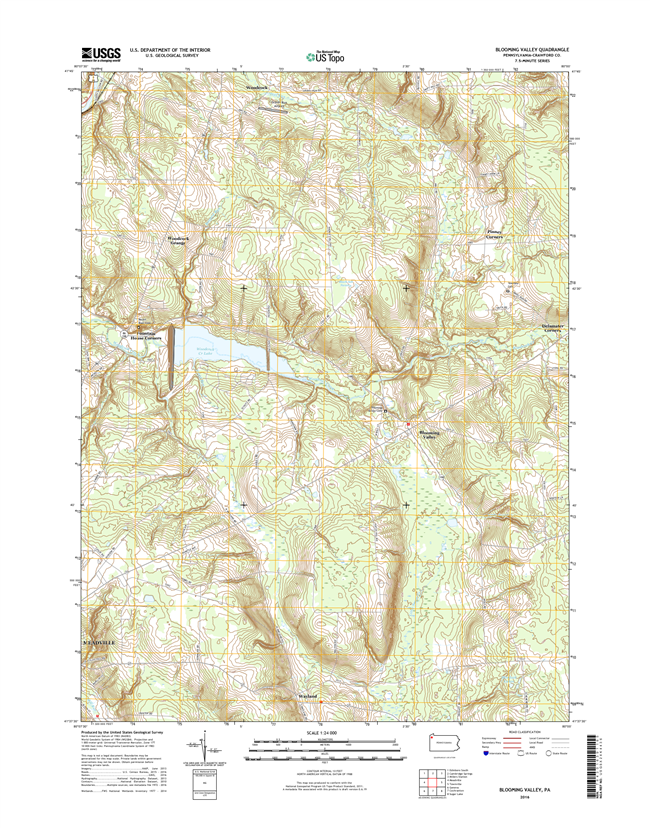 Blooming Valley Pennsylvania  - 24k Topo Map