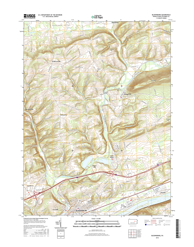 Bloomsburg Pennsylvania  - 24k Topo Map
