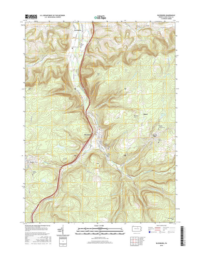 Blossburg Pennsylvania  - 24k Topo Map