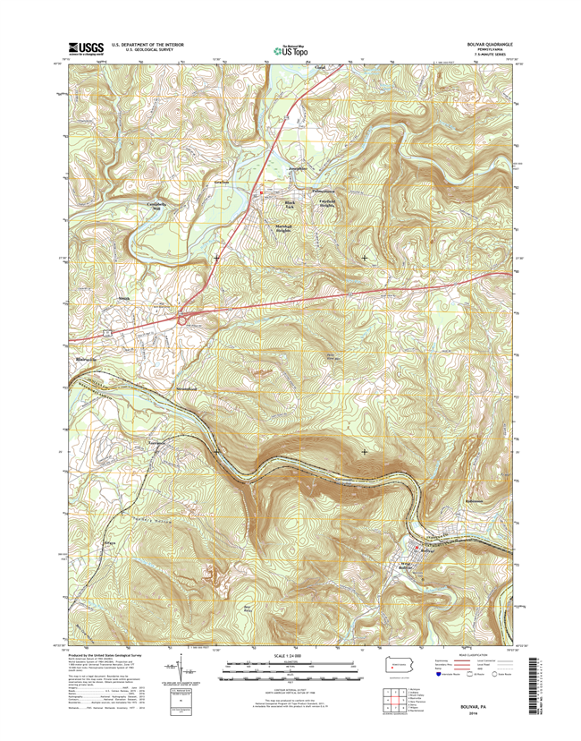 Bolivar Pennsylvania  - 24k Topo Map