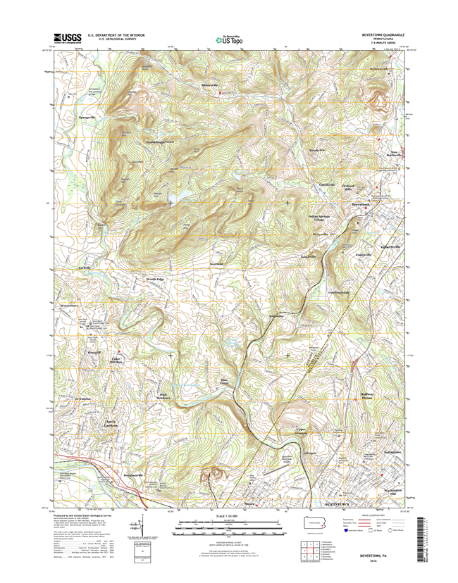 Boyertown Pennsylvania  - 24k Topo Map