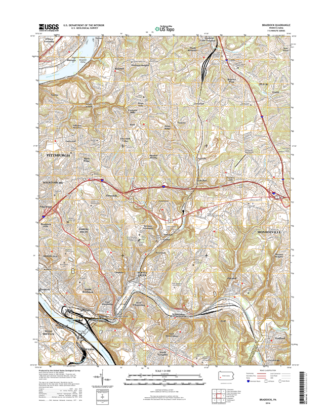 Braddock Pennsylvania  - 24k Topo Map