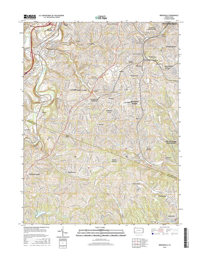 Bridgeville Pennsylvania  - 24k Topo Map