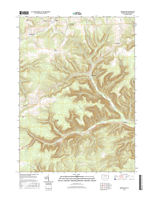 Brookland Pennsylvania  - 24k Topo Map