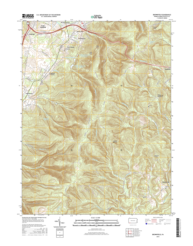 Brownfield Pennsylvania  - 24k Topo Map