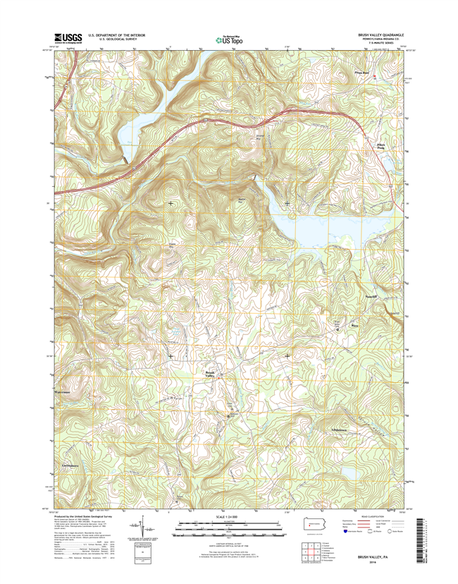 Brush Valley Pennsylvania  - 24k Topo Map