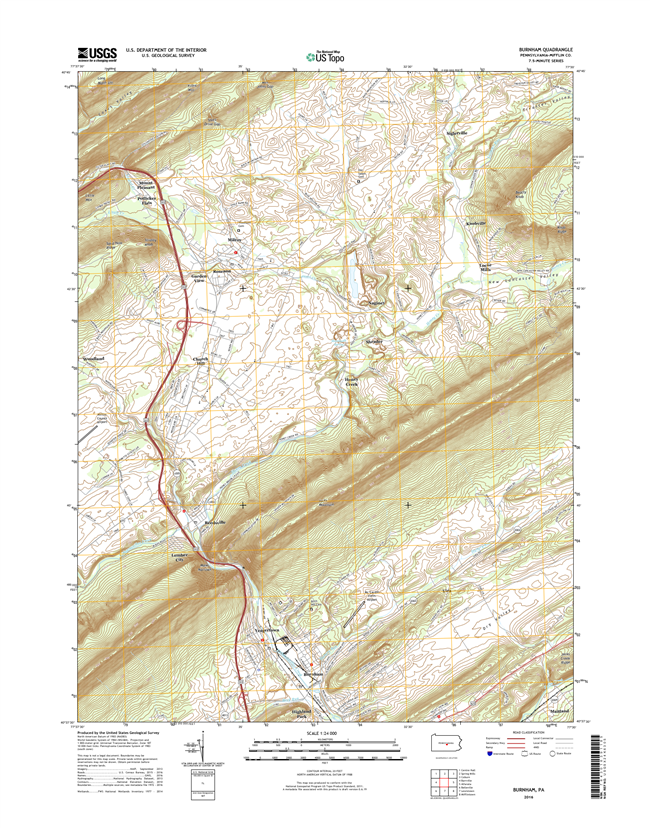 Burnham Pennsylvania  - 24k Topo Map