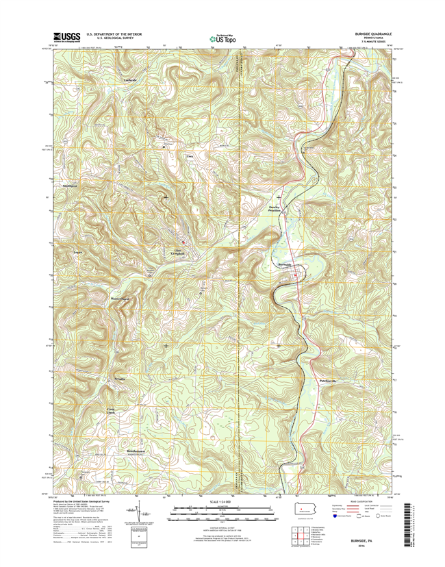 Burnside Pennsylvania  - 24k Topo Map