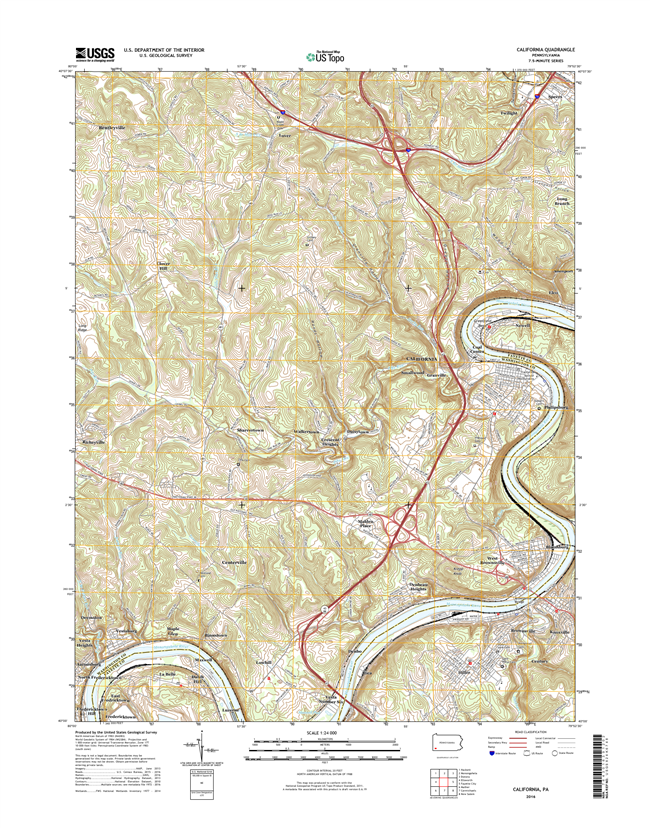 California Pennsylvania  - 24k Topo Map