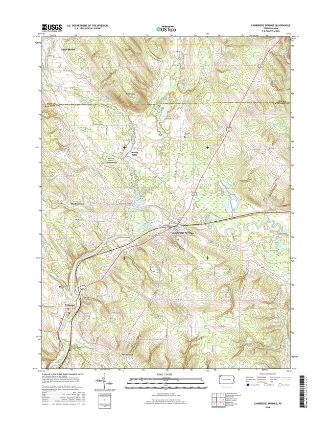 Cambridge Springs Pennsylvania  - 24k Topo Map