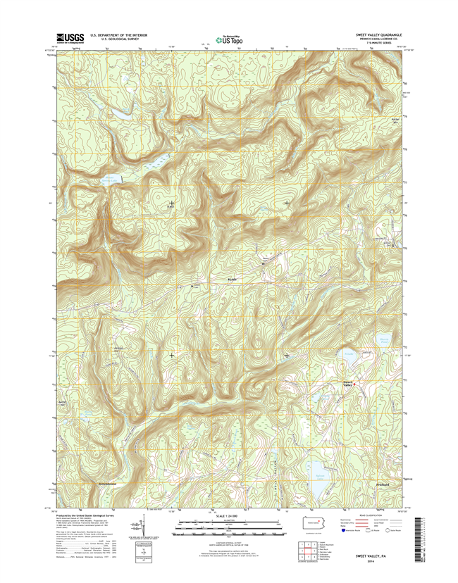 Sweet Valley Pennsylvania  - 24k Topo Map