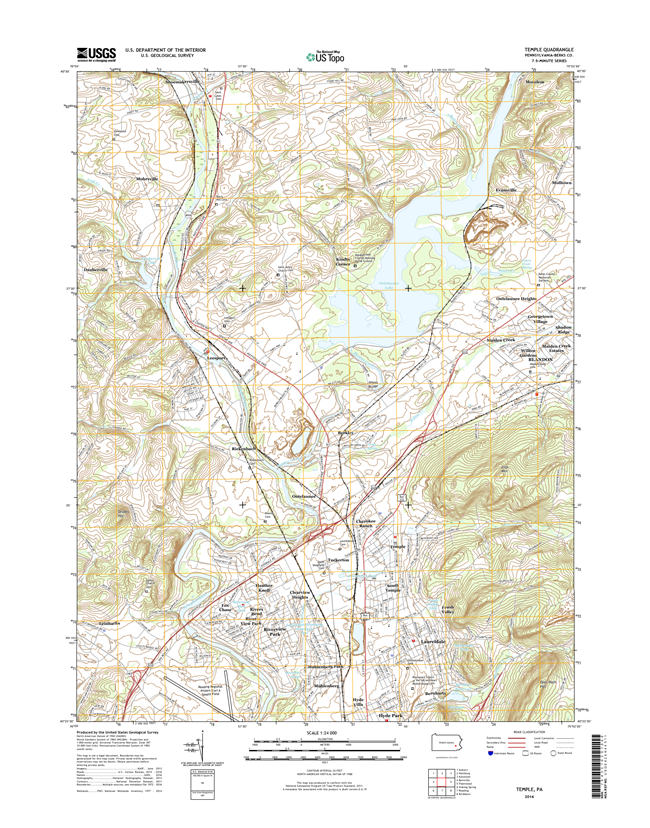 Temple Pennsylvania  - 24k Topo Map