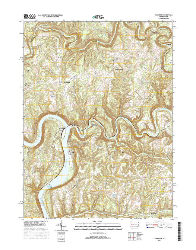 Templeton Pennsylvania  - 24k Topo Map