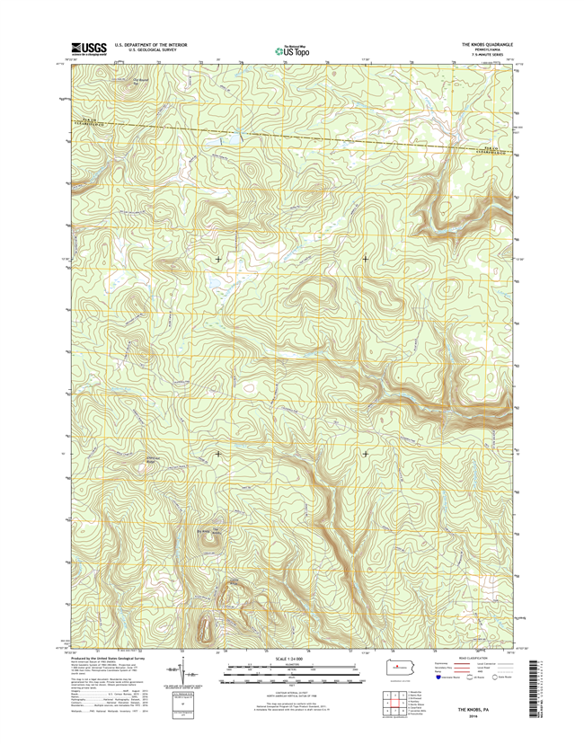The Knobs Pennsylvania  - 24k Topo Map