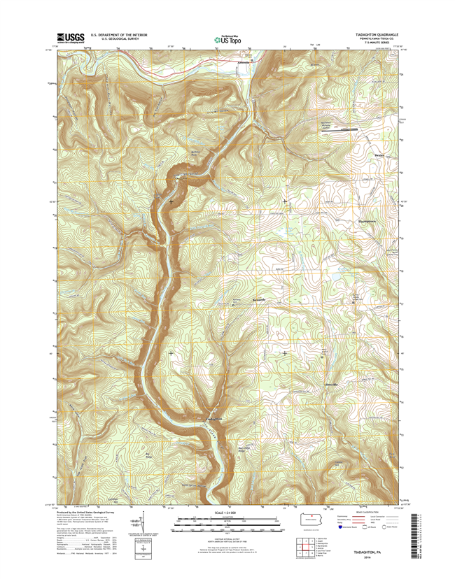 Tiadaghton Pennsylvania  - 24k Topo Map