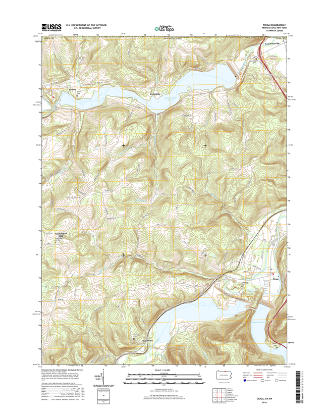 Tioga Pennsylvania - New York  - 24k Topo Map