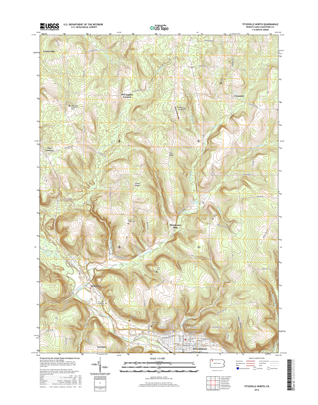 Titusville North Pennsylvania  - 24k Topo Map