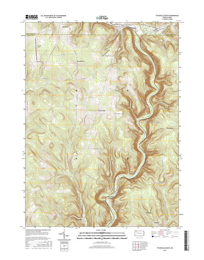 Titusville South Pennsylvania  - 24k Topo Map