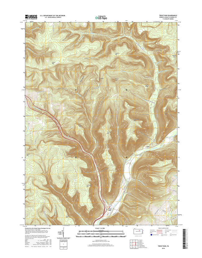 Trout Run Pennsylvania  - 24k Topo Map