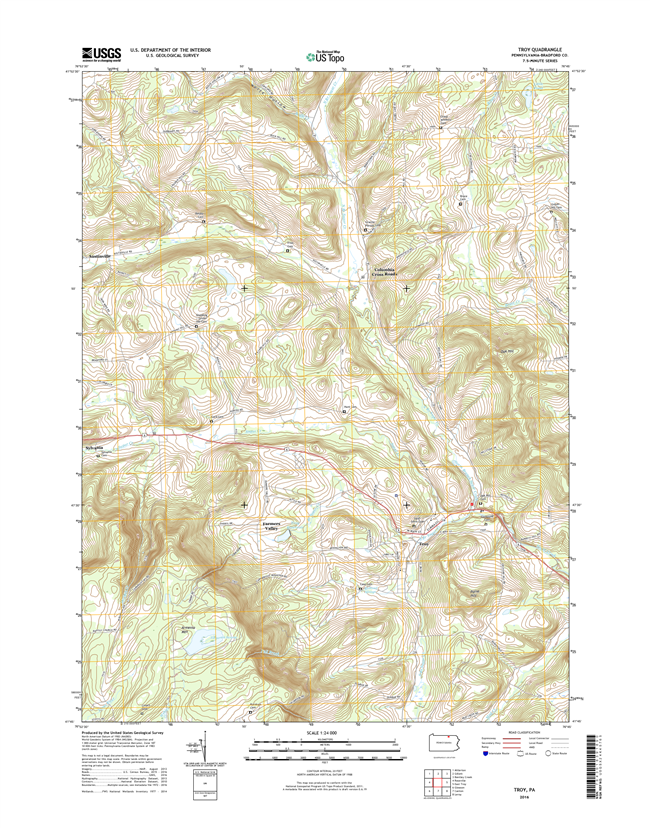 Troy Pennsylvania  - 24k Topo Map