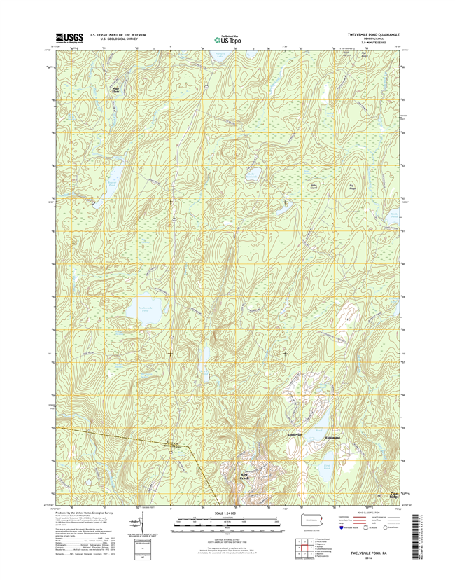 Twelvemile Pond Pennsylvania  - 24k Topo Map