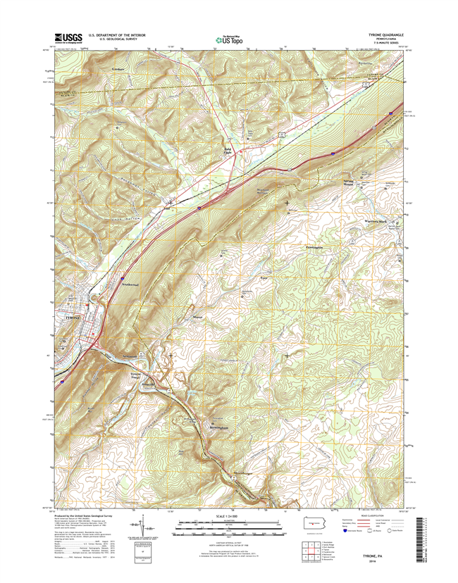 Tyrone Pennsylvania  - 24k Topo Map