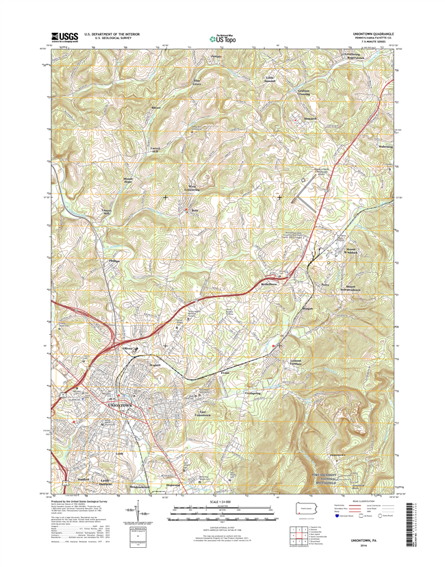 Uniontown Pennsylvania  - 24k Topo Map