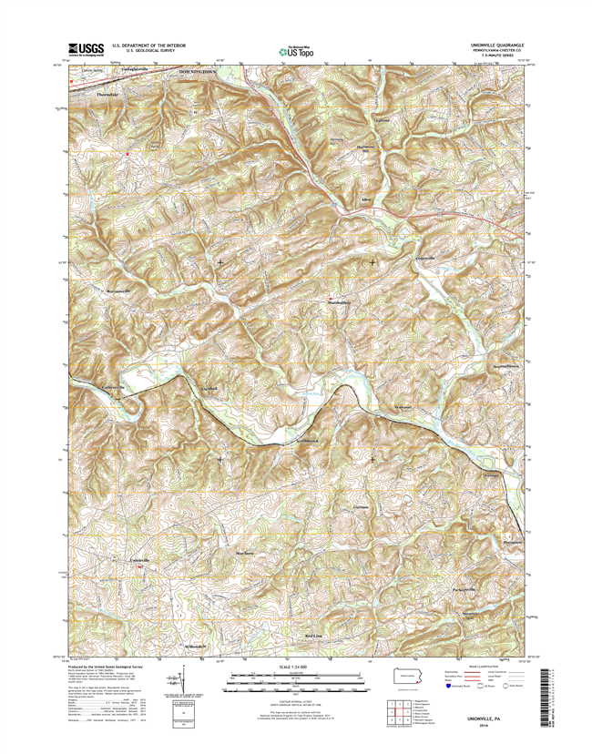 Unionville Pennsylvania  - 24k Topo Map