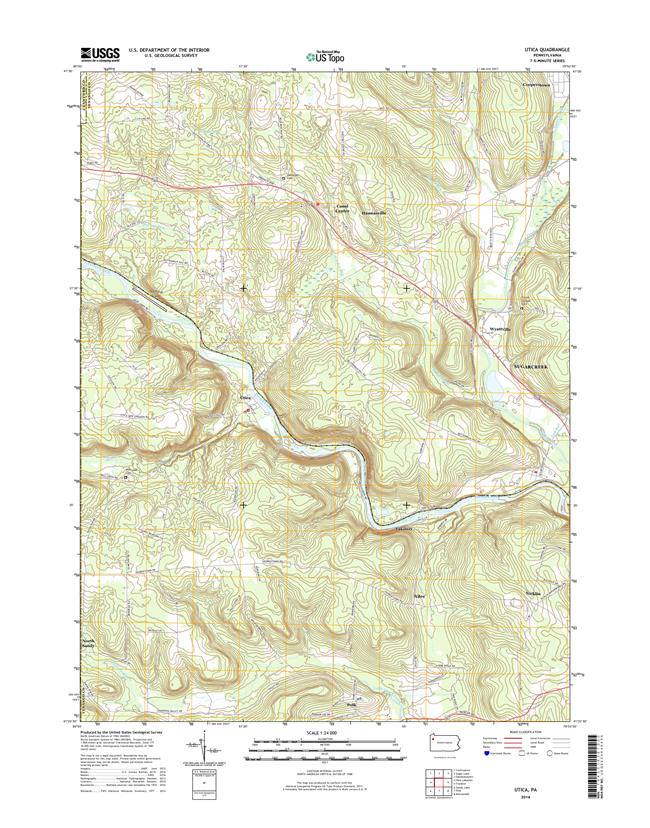 Utica Pennsylvania  - 24k Topo Map
