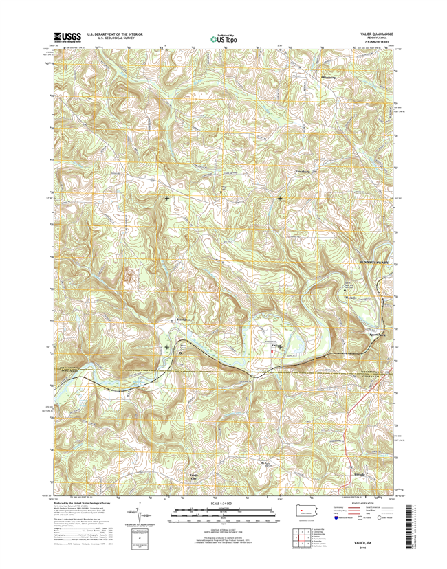 Valier Pennsylvania  - 24k Topo Map