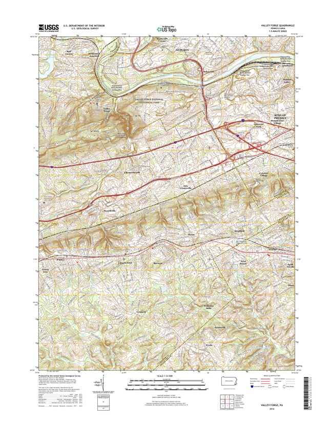 Valley Forge Pennsylvania  - 24k Topo Map