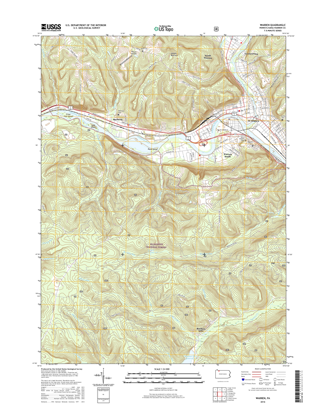 Warren Pennsylvania  - 24k Topo Map
