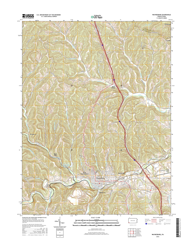 Waynesburg Pennsylvania  - 24k Topo Map