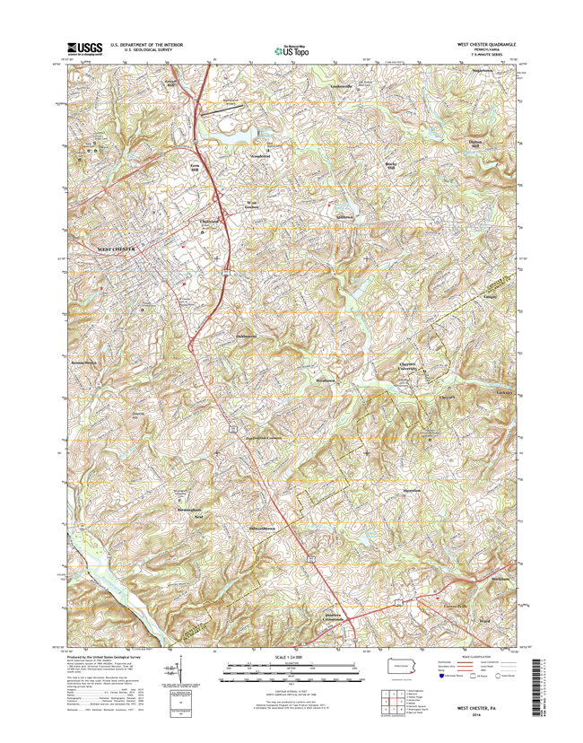 West Chester Pennsylvania  - 24k Topo Map