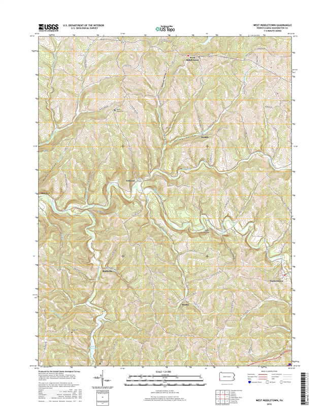 West Middletown Pennsylvania  - 24k Topo Map