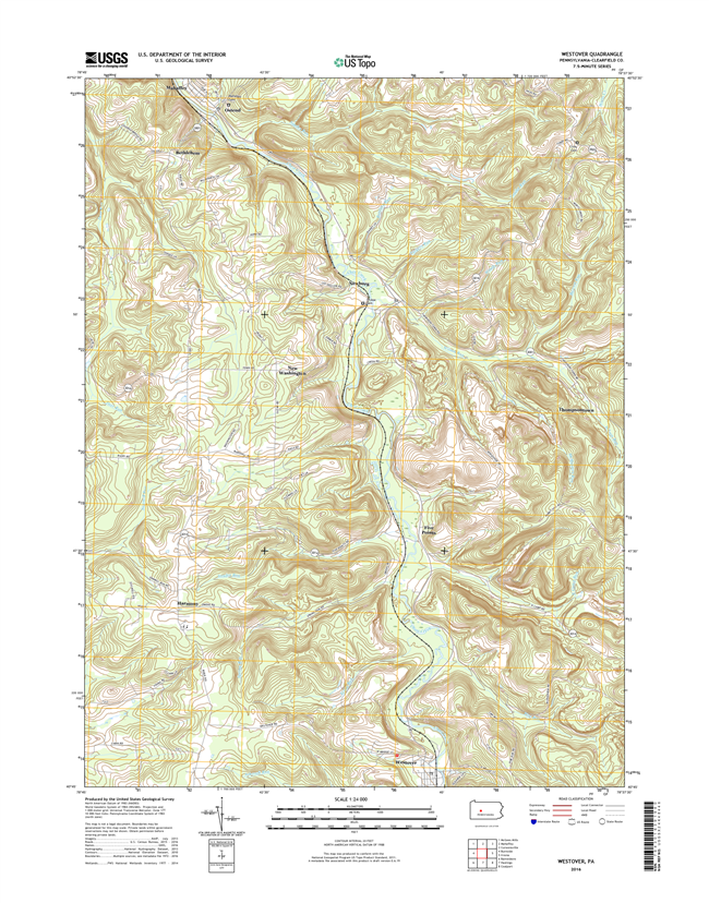 Westover Pennsylvania  - 24k Topo Map